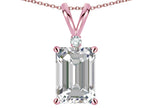 Star K  Classic Octagon Emerald Cut 8x6mm Genuine White Topaz Pendant Necklace