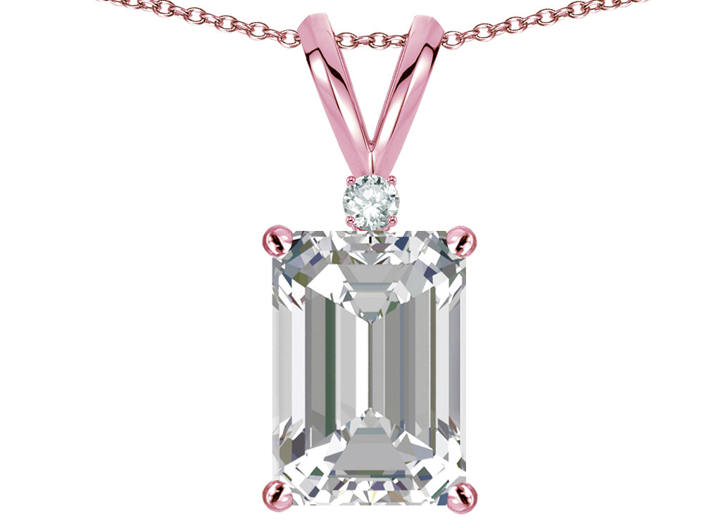 Star K  Classic Octagon Emerald Cut 8x6mm Genuine White Topaz Pendant Necklace