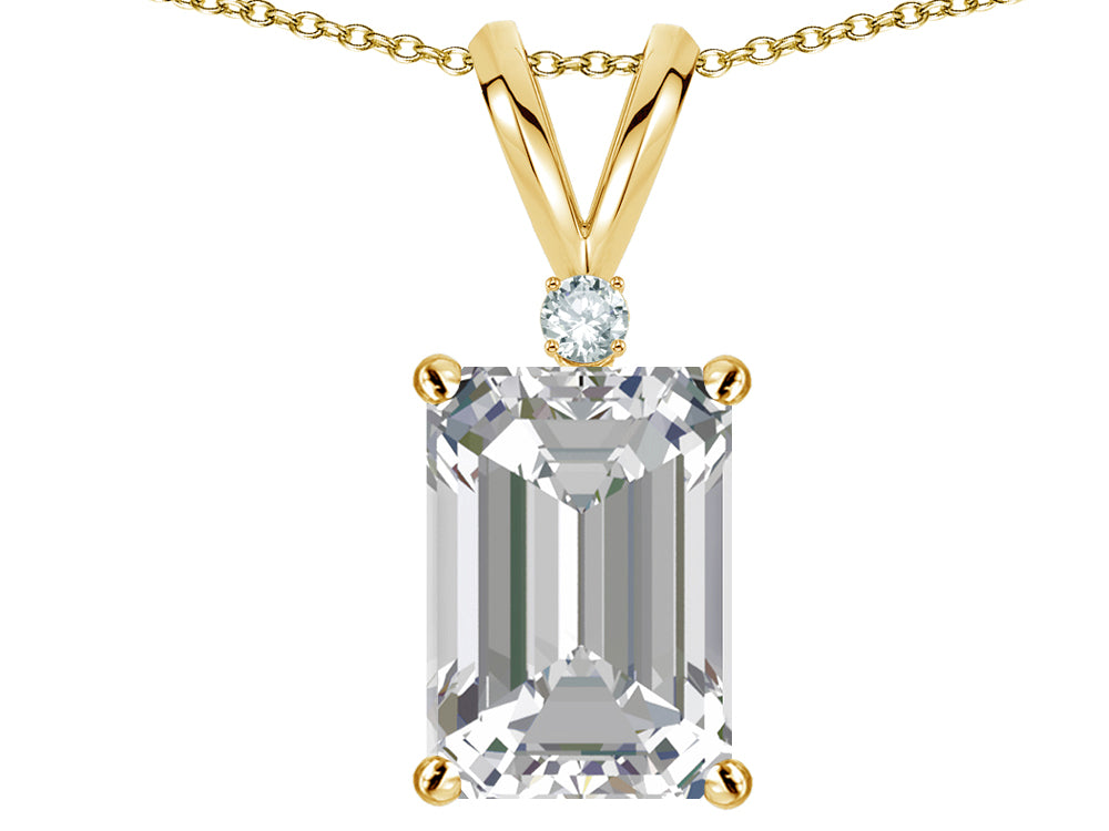 Star K  Classic Octagon Emerald Cut 8x6mm Genuine White Topaz Pendant Necklace