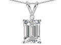 Star K  Classic Octagon Emerald Cut 8x6mm Genuine White Topaz Pendant Necklace