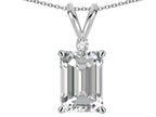 Star K  Classic Octagon Emerald Cut 8x6mm Genuine White Topaz Pendant Necklace