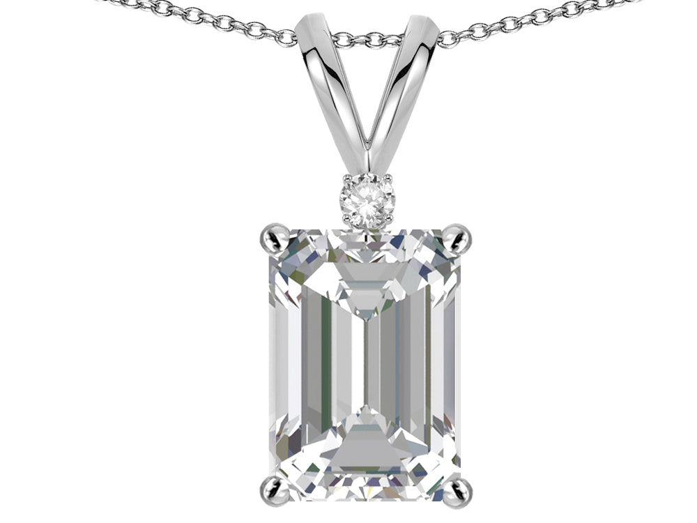 Star K  Classic Octagon Emerald Cut 8x6mm Genuine White Topaz Pendant Necklace