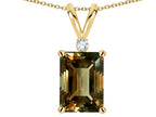 Star K  Classic Octagon Emerald Cut 8x6mm Genuine Smoky Quartz Pendant Necklace