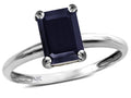 Star K  Classic Octagon Emerald Cut 8x6mm Genuine Black Sapphire Solitaire Engagement Promise Ring