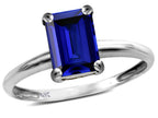 Star K  Classic Octagon Emerald Cut 8x6mm Created Sapphire Solitaire Engagement Promise Ring