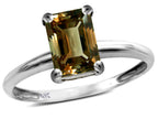 Star K  Classic Octagon Emerald Cut 8x6mm Genuine Smoky Quartz Solitaire Engagement Promise Ring