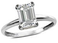 Star K  Classic Octagon Emerald Cut 8x6mm Genuine White Topaz Solitaire Engagement Promise Ring