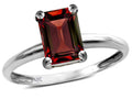 Star K  Classic Octagon Emerald Cut 8x6mm Genuine Garnet Solitaire Engagement Promise Ring