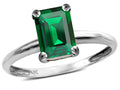Star K  Classic Octagon Emerald Cut 8x6mm Simulated Emerald Solitaire Engagement Promise Ring