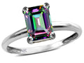 Star K  Classic Octagon Emerald Cut 8x6mm Rainbow Mystic Topaz Solitaire Engagement Promise Ring