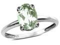 Star K  Classic Solitaire Oval 8x6 Genuine Green Amethyst Engagement Promise Ring