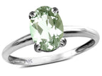 Star K  Classic Solitaire Oval 8x6 Genuine Green Amethyst Engagement Promise Ring