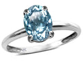 Star K ™ Classic Solitaire Oval 8x6 Genuine Sky Blue Topaz Engagement Promise Ring