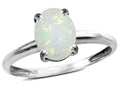 Star K  Classic Solitaire Oval 8x6 Genuine Opal Engagement Promise Ring