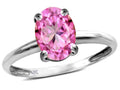Star K  Classic Solitaire Oval 8x6 Created Pink Sapphire Engagement Promise Ring