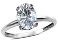 Star K  Classic Solitaire Oval 8x6 Genuine White Topaz Engagement Promise Ring