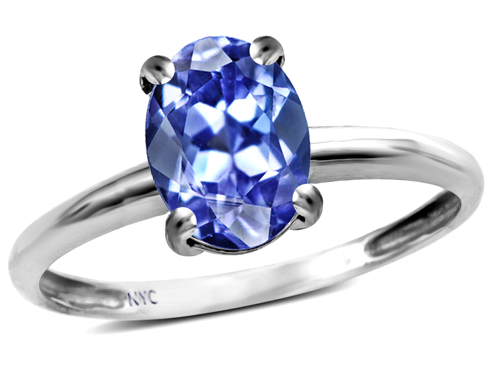 Star K  Classic Solitaire Oval 8x6 Genuine Tanzanite Engagement Promise Ring