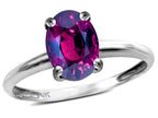 Star K  Classic Solitaire Oval 8x6 Genuine Rhodolite Engagement Promise Ring