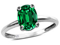 Star K  Classic Solitaire Oval 8x6 Simulated Emerald Engagement Promise Ring