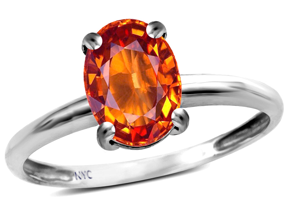 Star K  Classic Solitaire Oval 8x6 Simulated Orange Mexican Fire Opal Engagement Promise Ring