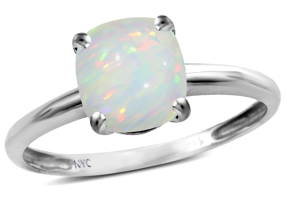 Original Star K Created Opal 7mm Cushion-Cut Solitaire Engagement Ring