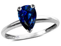 Star K  Classic V prong Solitaire 8x6 Pear Shape Created Sapphire Engagement Promise Ring
