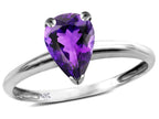 Star K  Classic V prong Solitaire 8x6 Pear Shape Genuine Amethyst Engagement Promise Ring