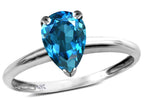Star K  Classic V prong Solitaire 8x6 Pear Shape Genuine Blue Topaz Engagement Promise Ring