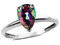Star K  Classic Solitaire 8x6 Pear Shape Rainbow Mystic Topaz Engagement Promise Ring