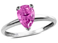 Star K  Classic Solitaire 8x6 Pear Shape Created Pink Sapphire Engagement Promise Ring