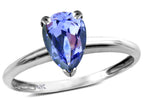Star K  Classic Solitaire 8x6 Pear Shape Genuine Tanzanite Engagement Promise Ring