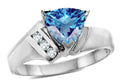 Star K  Genuine Blue Topaz Trillion Triangle Contemporary Modern Designer Ring