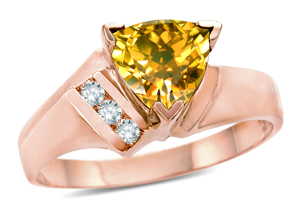 Star K ™ Genuine Citrine Trillion Triangle Contemporary Modern Designer Ring