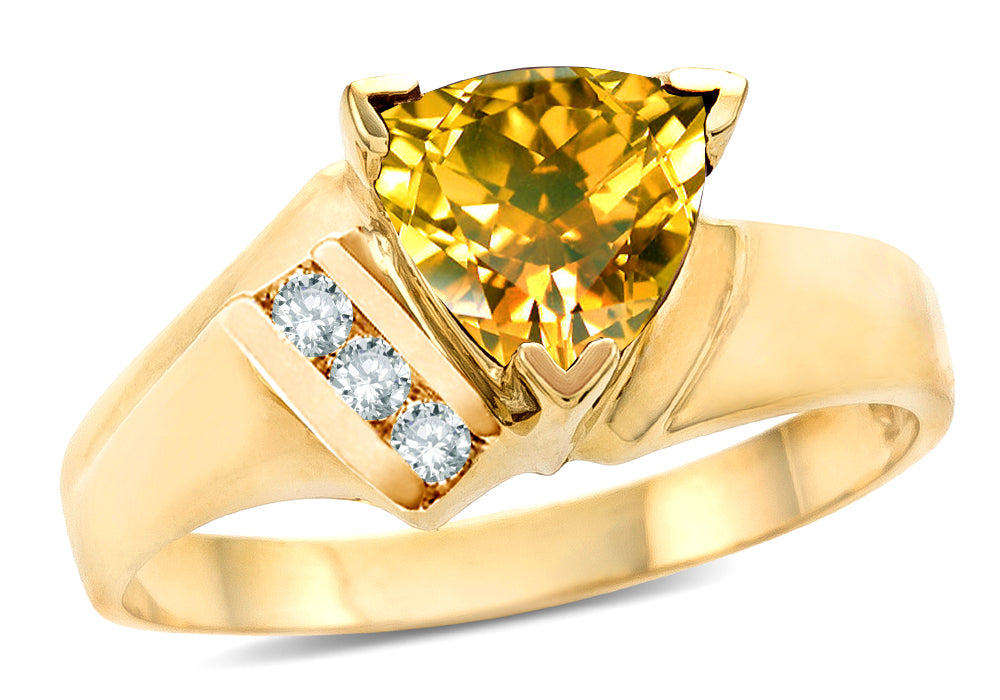 Star K ™ Genuine Citrine Trillion Triangle Contemporary Modern Designer Ring