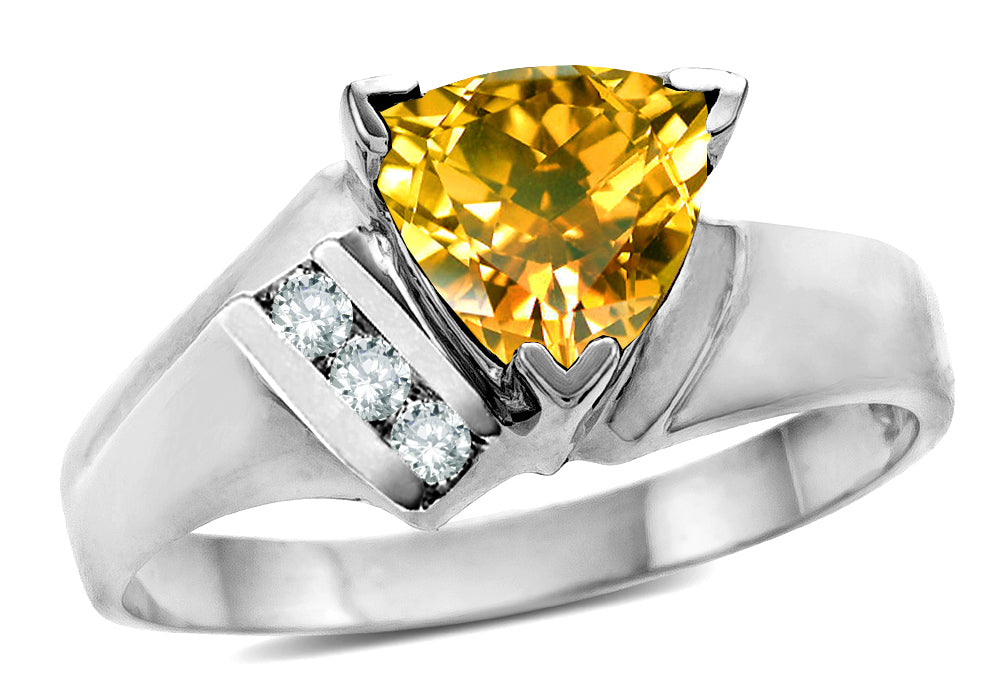 Star K ™ Genuine Citrine Trillion Triangle Contemporary Modern Designer Ring