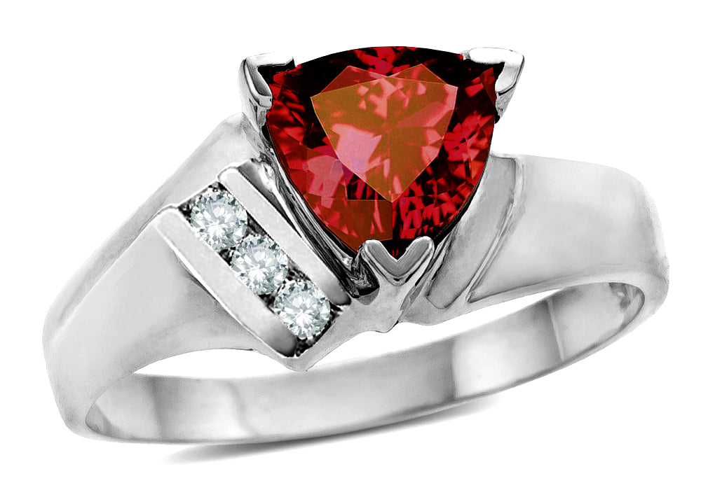 Star K  Genuine Garnet Trillion Triangle Contemporary Modern Designer Ring