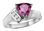 Star K  Genuine Pink Tourmaline Triangle Trillion 7mm Contemporary Modern Designer Ring