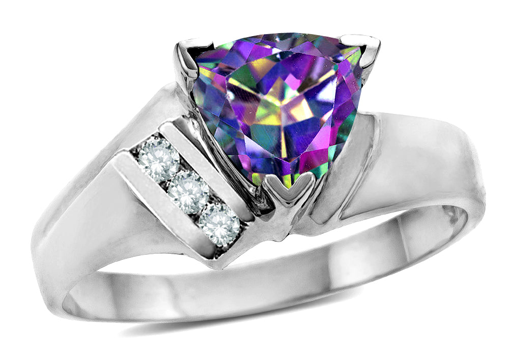 Star K  Mystic Topaz Trillion 7mm Contemporary Designer Ring