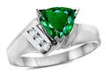 Star K  Simulated Emerald Triangle Trillion 7mm Contemporary Modern Designer Ring