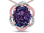 Star K  Large Love Knot Pendant Necklace with Oval 12 x 10mm Simulated Alexandrite