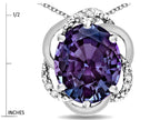 Star K  Large Love Knot Pendant Necklace with Oval 12 x 10mm Simulated Alexandrite