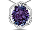 Star K  Large Love Knot Pendant Necklace with Oval 12 x 10mm Simulated Alexandrite