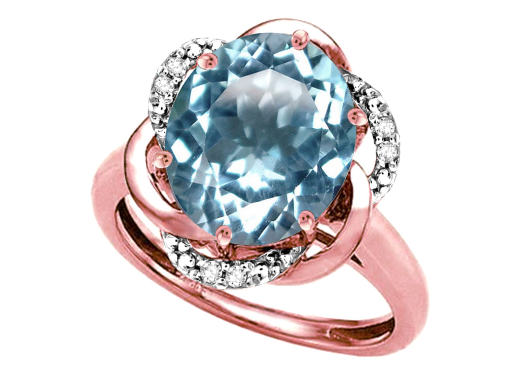 Star K ™ Large Oval 12x10mm Genuine Sky Blue Topaz Love Knot Big Stone Ring