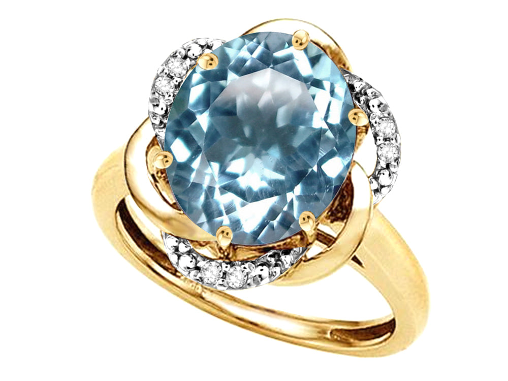 Star K ™ Large Oval 12x10mm Genuine Sky Blue Topaz Love Knot Big Stone Ring