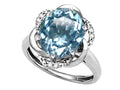 Star K ™ Large Oval 12x10mm Genuine Sky Blue Topaz Love Knot Big Stone Ring