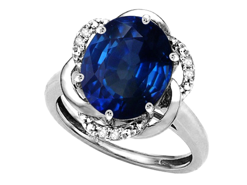 Star K  Large Oval 12x10mm Created Sapphire Knot Big Stone Ring