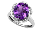 Star K  Large Oval 12x10mm Genuine Amethyst Love Knot Big Stone Ring