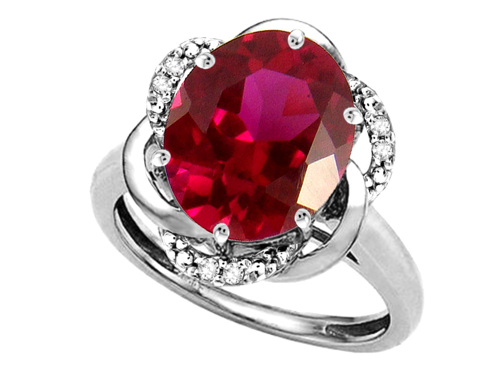 Star K  Large Oval 12x10mm Created Ruby Knot Big Stone Ring