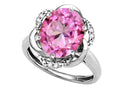 Star K  Large Oval 12x10mm Created Pink Sapphire Knot Big Stone Ring