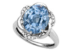 Star K  Large Oval 12x10mm Simulated Aquamarine Knot Big Stone Ring